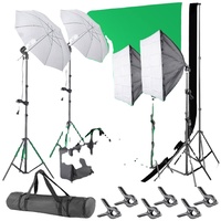 Kit d'éclairage professionnel pour studio photo avec support de fond et accessoires
