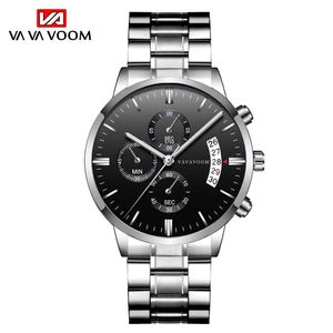 Acier inoxydable bleu noir argent montre pour hommes calendrier d'affaires Quartz hommes vente en gros grand cadran - Product Image 4