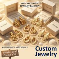 Boucles d'oreilles personnalisées en acier inoxydable avec votre logo et emballage – Usine de bijoux avec 15 ans d'expérience – Plaqué or 18 carats – Service OEM rapide