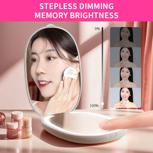 हम आधुनिक पतले मिनी आयताकार राउंड कॉम्पैक्ट तह दर्पण के साथ एलईडी लाइट 3 एक्स आवर्धक जेब यात्रा दर्पण के साथ - Product Image 2