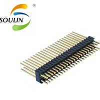 Soulin SMT 1.27x2.54mm pas mâle connecteur de fil électrique entrée inférieure 0.8mm simple/Double rangée plastique laiton pour PCB