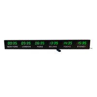 Jam Dinding Digital LED Murah Multi Zona Waktu Dunia, Layar Elektrik Persegi Resin, Nama Kota Tertanam