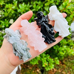 Venta al por Mayor de Piedras de Meditación <span class=keywords><strong>Reiki</strong></span>, Tallado de Ángeles, Cristal Natural, Piedra Preciosa, Cuarzo Rosa, Escultura de Ángel, Adornos - Product Image 2