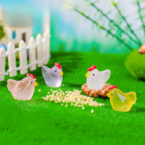 Weij Micro-paesaggio in miniatura, decorazioni fatte a mano fai da te per giardinaggio con muschio, simpatici animali, piccola gallina luminosa - Product Image 3