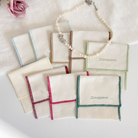 Bolsa de Lona de Algodón Hecha a Mano, Bolsa de Alta Gama con Tapa Abatible, Bolsa de Embalaje para Joyería, para Collares y Pendientes, con Logotipo Personalizado