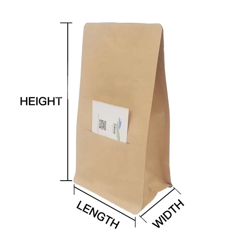Индивидуальный дизайн логотипа, картонный пакет из крафт-бумаги, перерабатываемый пакетик для упаковки чая, кофе, зерен с плоским дном, с клапаном и молнией