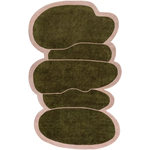 Handmade Modern Wool Accent Carpet Custom Abstract Green and Pink Area <b>Rug</b> Washable for Home or Picnic Use - Product Image 4
