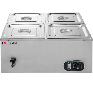 Bain-marie électrique commercial de comptoir 1,5 kW à deux rangées et quatre bacs pour buffet - Product Image 5