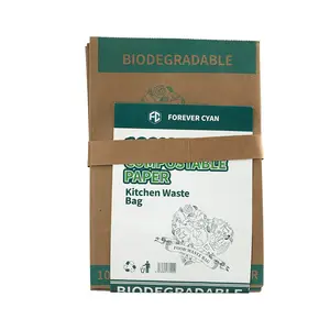 Ready Bulk 50Lb Food Waste Packaging Biodegradable Disposable Brown Kraft Paper Kitchen Food Waste Bags