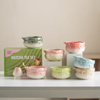 Bol à matcha en céramique Lelyi Ins, design créatif et exquis, motif nœud et cœur, ensemble de thé matcha mignon pour filles