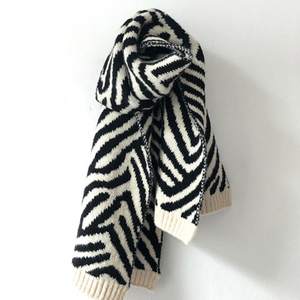 Phong Cách F-2881Korean Tùy Chỉnh Phụ Nữ Len Khăn Choàng Dệt Kim Ngựa Vằn In Khăn Bán Buôn Mùa Đông Phụ Nữ Jacquard Khăn - Product Image 1