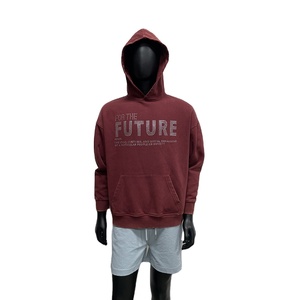 เสื้อฮู้ดดี้ผู้ชายสไตล์ฮิปฮอป ตกแต่งด้วยคริสตัลแบบ DTG ผ้าฟลีซรักษ์โลก พิมพ์ลายคอตตอนแนวสตรีทแฟชั่น ล้างสีแบบแอซิดวอช สำหรับฤดูใบไม้ร่วง - Product Image 2
