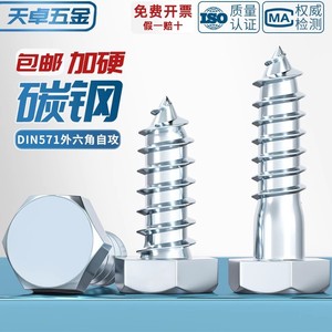 Hexagonal Head Self Tapping Wood Screws Fully Threaded Zinc Plated Grade A Level 4.8 For Construction Industry - Product Image 2