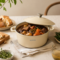 Casserole en fonte émaillée personnalisée en gros avec couvercle, ustensile de cuisson robuste pour la cuisine, fournisseur OEM ODM