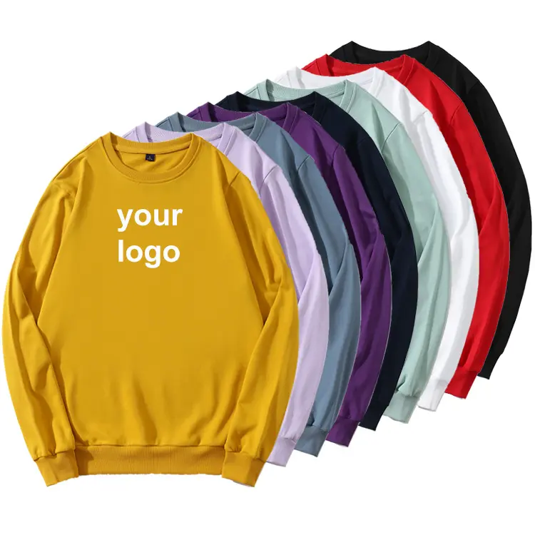 Hohe Qualität 400Gsm Angepasst Logo plain crewneck 100% baumwolle sweatshirt unisex männer sweatshirts stil 2020 sweatshirt