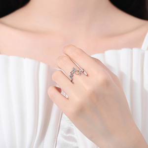 Anneaux de mariage marocains à la mode simple en or 18 carats 925 ensemble de couples en argent sterling pour hommes femmes <span class=keywords><strong>bague</strong></span> coeur d'amour réglable - Product Image 2