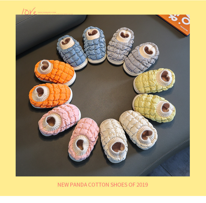 Kids Plush House Slippers Non-slip Warm Winter Indoor Waterproof Cotton Slippers
