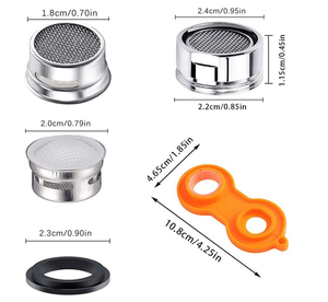 Set di 3 Aeratori per Rubinetto da 24MM con <span class=keywords><strong>Chiave</strong></span> per Aeratore, Ricambi per Lavandino di Bagno e Cucina - Product Image 2