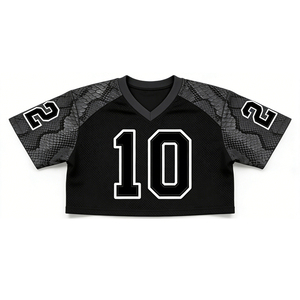 Maillot de football personnalisé en maille brodée unisexe, coupe courte, col en V, coupe ample, respirant, grande taille, streetwear adulte, t-shirt de football OEM - Product Image 2