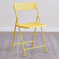 Kursi Lipat Jaring Modern ZDY-40 Warna Beige, Dudukan Plastik Bernapas, Rangka Logam Putih, Untuk Taman dan Ruang Makan Luar Ruangan