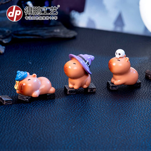 ตุ๊กตาเรซิ่นคาปิบาร่าน้อยน่ารักสำหรับตกแต่งบ้าน รถยนต์ และโต๊ะทำงานในวันฮาโลวีน - Product Image 3