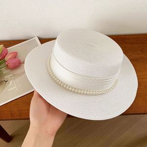 Women's Spring Sunshade Sunscreen Travel Holiday Straw Wide Brim Flat Top Sun <b>Hat</b> Adjustable Summer Beach Cap Gifts - Product Image 3