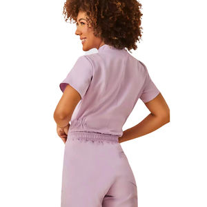 Uniforme de enfermería tejido Yuhong para uniforme de Hospital transpirable de manga corta Unisex de talla grande, traje de médico y enfermera, conjunto cómodo - Product Image 5