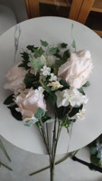 Bouquet de roses géantes en soie ivoire à 14 têtes, 65 cm, idéal pour centres de table, décoration d'hôtels, boutiques, bibliothèques, bureaux, halls, maisons et mariages - Vente chaude