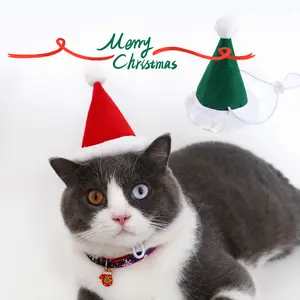 애완 동물 고양이 개 토끼 펠트 생일 크리스마스 모자 조정 가능한 고정 로프 입체 날 가장자리 생일 파티 모자 장식