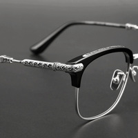 Monture de lunettes pour homme style Jay Chou, rétro britannique, faite à la main, en titane pur, pour grands visages, en acétate, sculptée avec précision, VERTICAL