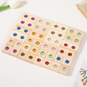 Conception personnalisée économique 50 pièces de blocs de construction de pierres précieuses translucides en bois de haute qualité ensembles de jouets éducatifs pour enfants boîte de couleur - Product Image 5