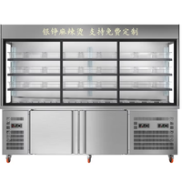 Vitrine Réfrigérée à Double Température avec Compresseur, Plateau de Refroidissement et Porte Coulissante pour la Restauration de Hot Pot et le Service Alimentaire