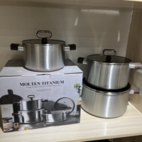 Ensemble de casseroles en acier inoxydable OEM Triply Kitchen, 6 pièces, revêtement antiadhésif en titane, compatible avec les plaques à induction