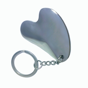 Outil Gua Sha personnalisé en alliage de zinc, masseur en métal argenté avec porte-clés pour une utilisation portable - Product Image 4