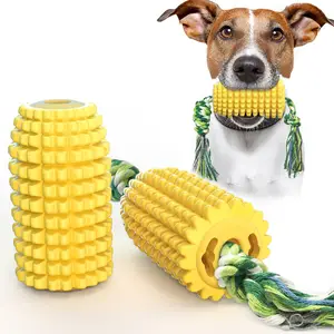 Hot Sale Corn Shape Chew Dog Treat Dispensing Toy Toothbrush Chewing Stick With Cotton Rope Dog Chew Toy