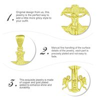 Collier pendentif double croix Caravaca en cuivre plaqué or Merryshine pour homme, bijou de protection amulette