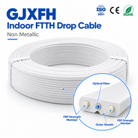 Câble de branchement FTTH intérieur GJXFH avec renfort en PRV, G657A1 G657A2, 1, 2 ou 4 fibres, câble à fibre optique non métallique