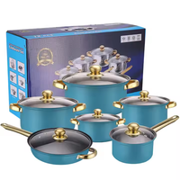 Ensemble de 12 ustensiles de cuisine en acier inoxydable, casseroles et poêles antiadhésives avec base en aluminium, pour la cuisine à domicile