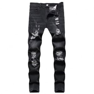 Vaqueros Rectos Stonewashed Personalizados de Diseñador Y2K, Pantalones de Mezclilla Rasgados y Desgastados Estilo Hip Hop Ligeros para Hombre - Product Image 1
