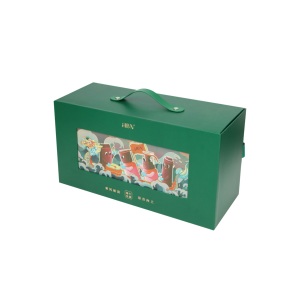 High Grade Custom Logo Printing Hard Paper Unique Zongzi Mooncake Extension Drawer With Hand Strap Gift Box