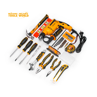 Ensemble d'outils électriques pour perceuse DINGQI de 28 pièces, kit d'outils électriques et manuels multifonctions avec boîte de rangement pour la réparation à domicile et le bricolage