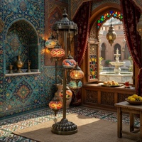 Lampe de sol en mosaïque turque, en verre fait main, style bohème, luminaire décoratif pour la décoration de la maison