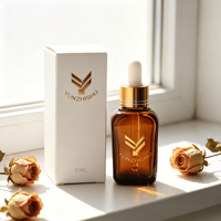 Benutzerdefiniertes Logo Goldprägung 30ml Bernsteinfarbene Quadratische Tropfflasche aus Glas Ätherisches Öl Serum Kosmetikverpackung mit Angepasster Box