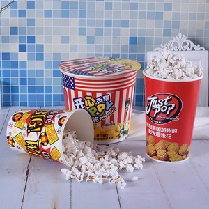Gobelet et <span class=keywords><strong>seau</strong></span> à popcorn en papier à paroi simple, imprimés sur mesure, de qualité alimentaire, empilables, recyclables, écologiques, jetables, prêts pour les hamburgers - Product Image 5