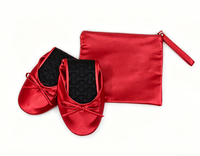 Ballerines plates décontractées en PU colorées pour femmes, à enfiler, avec sac à fermeture éclair et nœud, légères, jetables, pour les soirées et le soulagement des pieds endoloris