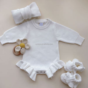 Body piatte piatte in maglia Jacquard con volant tutina a manica lunga in cotone pagliaccetto personalizzato Preemie taglie Private - Product Image 1
