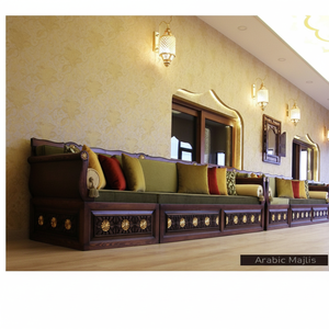 Design d'intérieur Majlis arabe, design classique moderne, ensemble élégant pour salon, sièges d'angle luxueux, design gain de place - Product Image 3