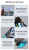 Nieuwe design holografische exotische die-cut zip lock mylar zakjes 3,5g/7g/28g geurdicht hersluitbaar PET vensterdoos verpakkingsset