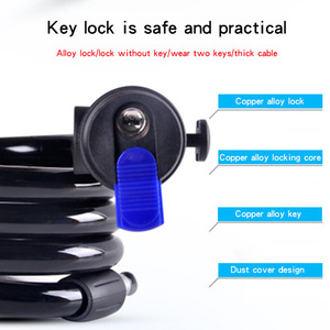 Antivol de vélo Oveshikic 1,2 m noir, câble antivol portable pour vélo et moto - Product Image 2