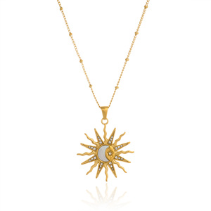 Myneck Jewelry-18K alla moda placcato oro in acciaio inox Boho <span class=keywords><strong>collana</strong></span> a maglie lunghe <span class=keywords><strong>con</strong></span> <span class=keywords><strong>ciondolo</strong></span> stella <span class=keywords><strong>luna</strong></span> <span class=keywords><strong>sole</strong></span> per cristiani - Product Image 1